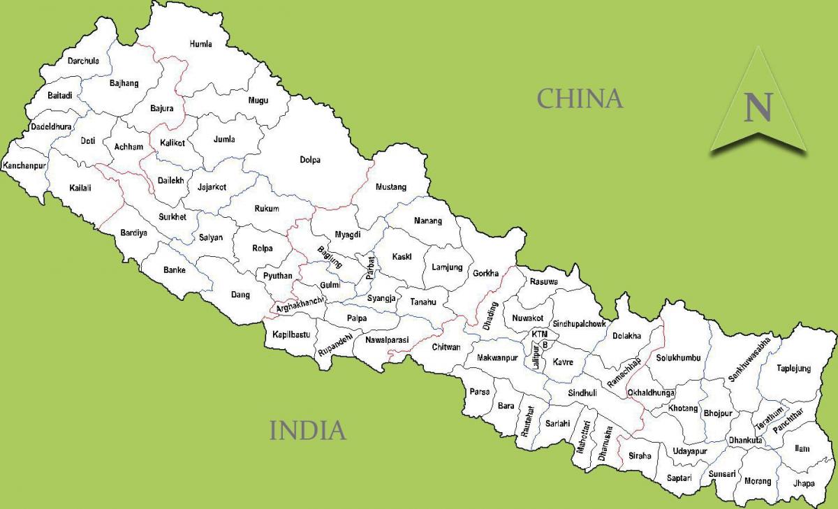 نیپال نقشہ شہروں کے ساتھ