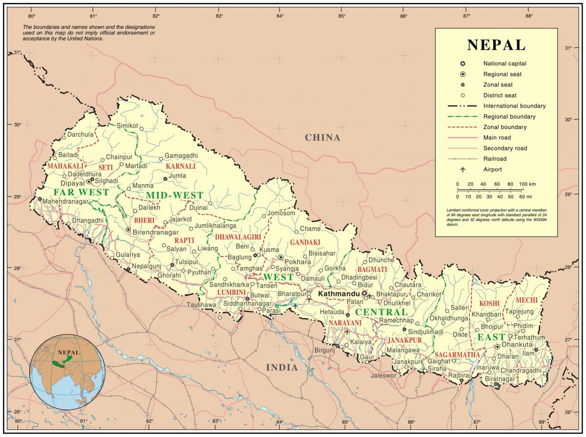 بھارت نیپال سرحد سڑک کے نقشے