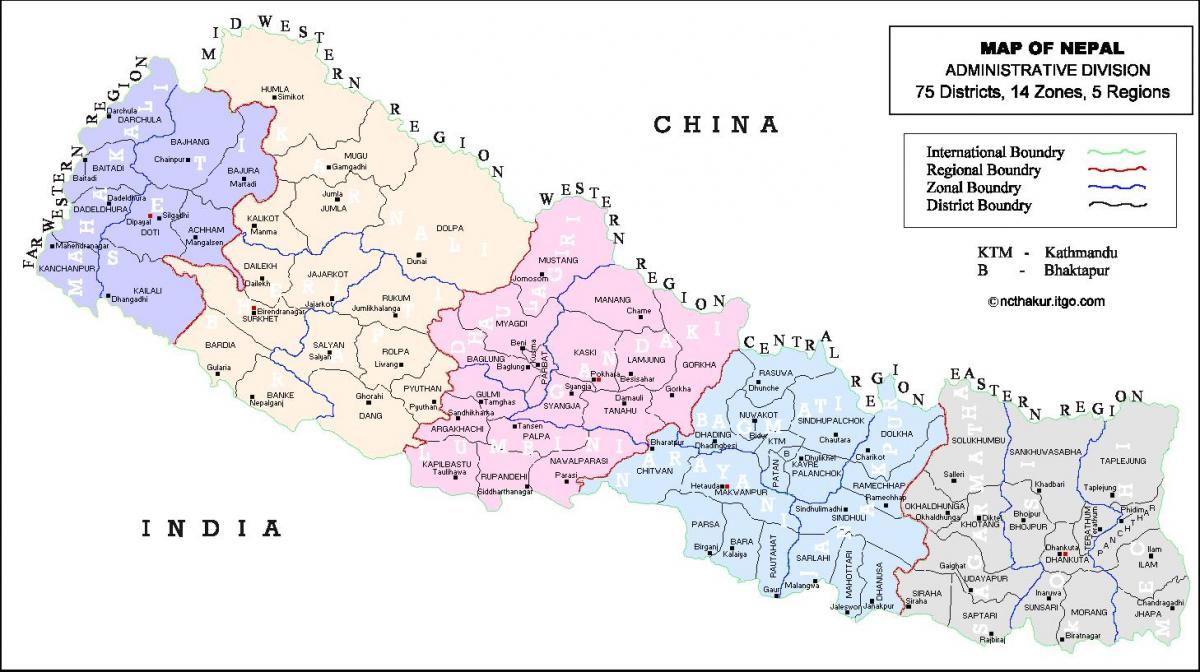 نیپال کے تمام ضلع کا نقشہ