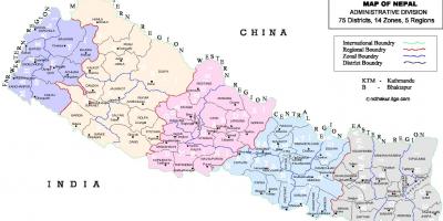 نیپال کے سیاسی نقشے کے ساتھ کے اضلاع