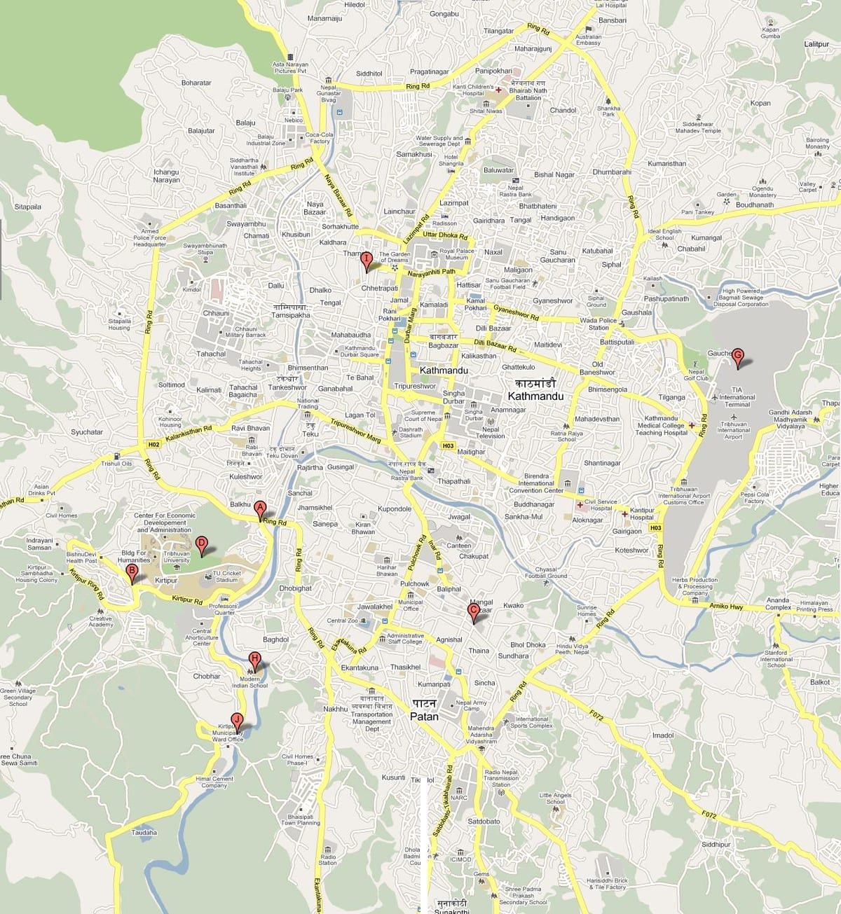 نقشہ کے ktm نیپال