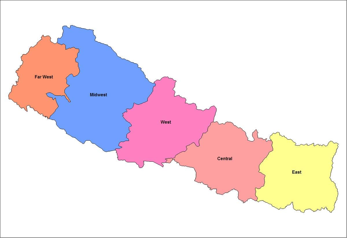 کے نقشے مشرقی ترقی کے علاقے نیپال