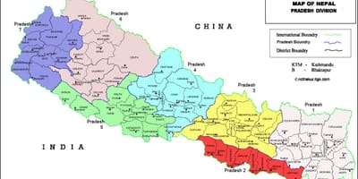 7 پردیش نیپال کا نقشہ