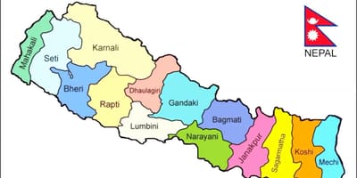 سیاسی نقشہ کے نیپال کے ساتھ تمام اضلاع