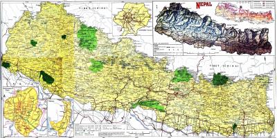 سڑک کے نقشے کے ساتھ نیپال کے فاصلے